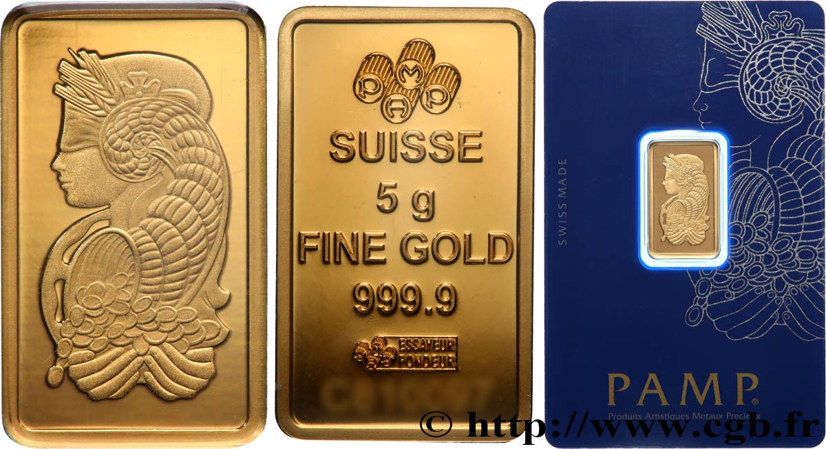 GOLD, PALLADIUM & PLATINUM INVESTMENT Lingotin de 5 grammes - OR 999,9 MS