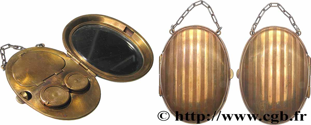 PORTE-LOUIS, PORTE-MONNAIE Porte-louis, Aumônière avec poudrier et miroir TTB