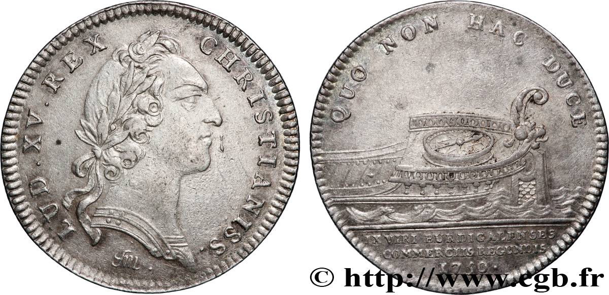 CHAMBRES DE COMMERCE Chambre de commerce de Bordeaux, émission de 1754 (Louis XV) TTB