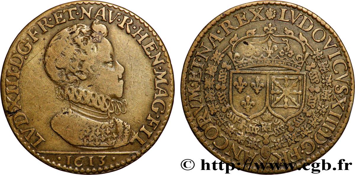 LOUIS XIII LE JUSTE Jeton Cu 27 TB+/TTB