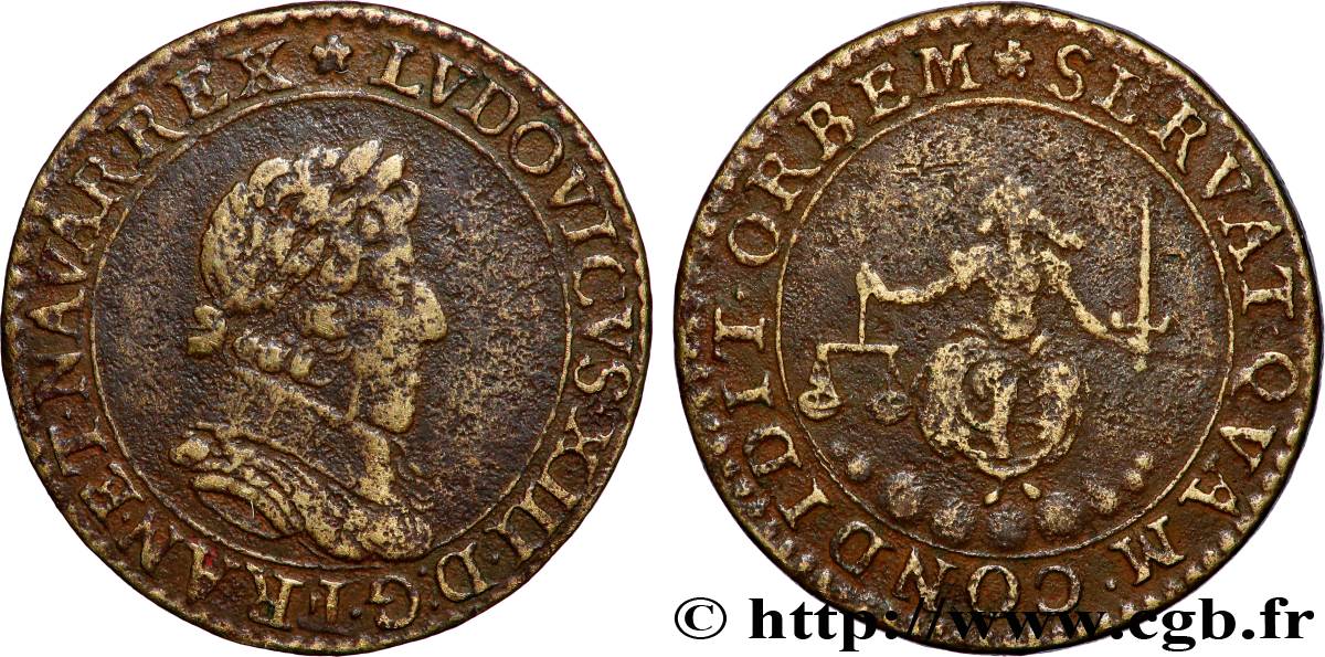 LOUIS XIII LE JUSTE LOUIS XIII , type double tournois TB+
