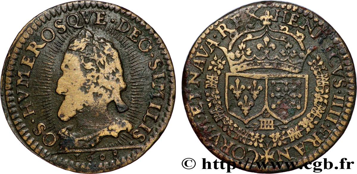 HENRI IV LE GRAND Jeton au format d’un denier tournois TB+