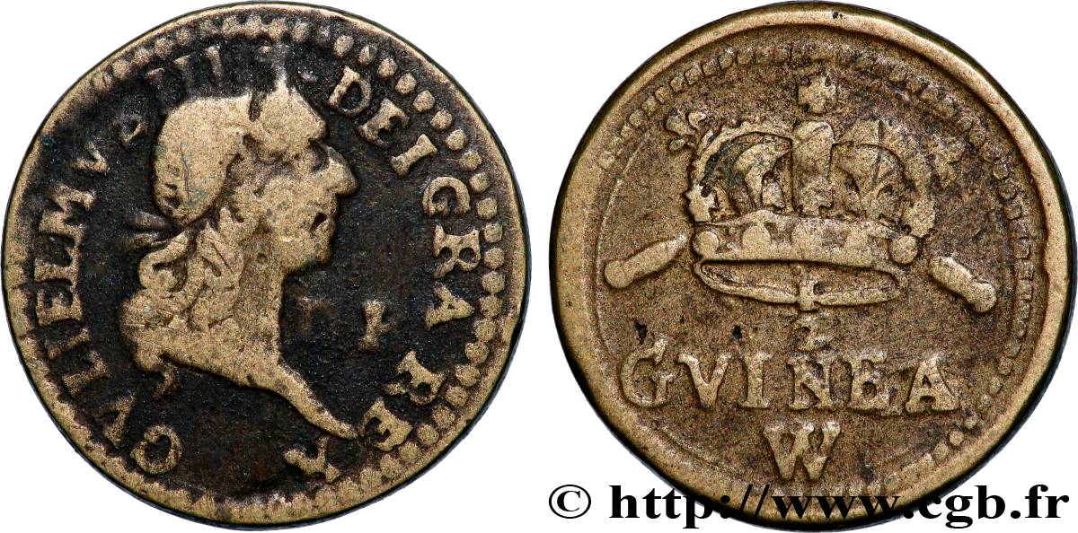 ANGLETERRE - POIDS MONÉTAIRE Poids monétaire pour la demi-guinée, Guillaume III TTB