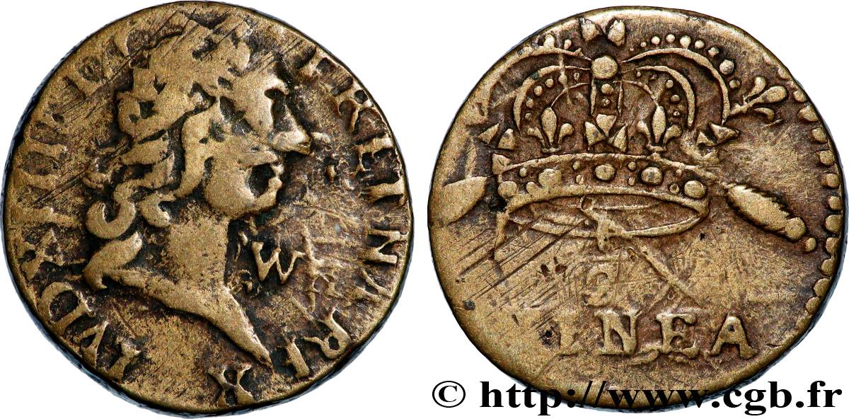 ANGLETERRE - POIDS MONÉTAIRE Poids monétaire pour la demi-guinée, Louis XIV XF