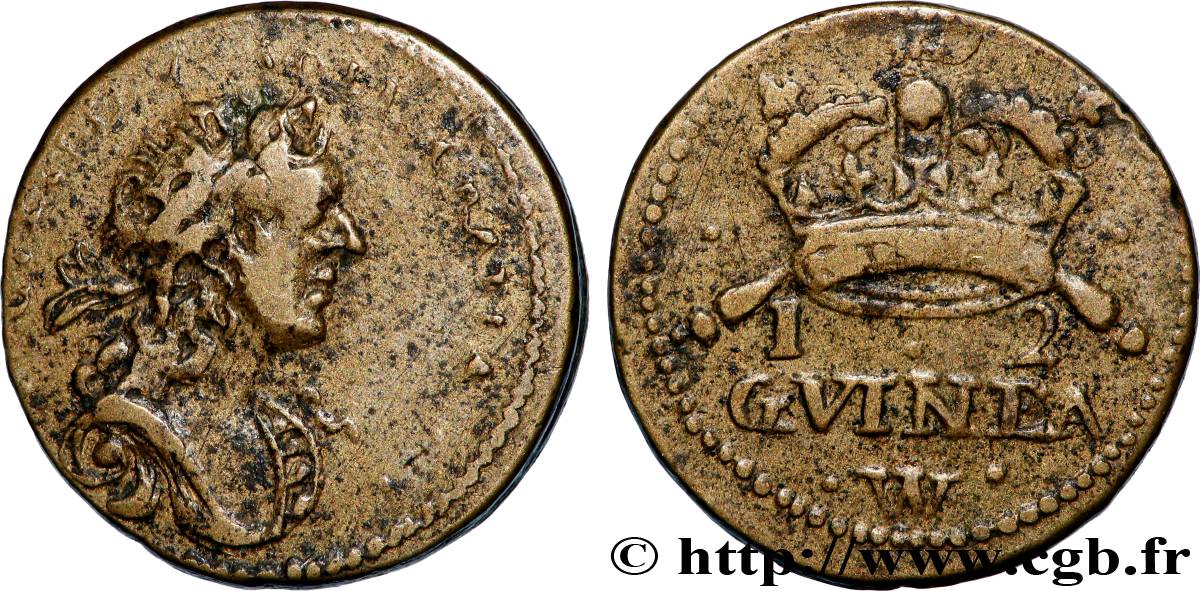 ANGLETERRE - POIDS MONÉTAIRE Poids monétaire pour la demi-guinée, Guillaume III TTB