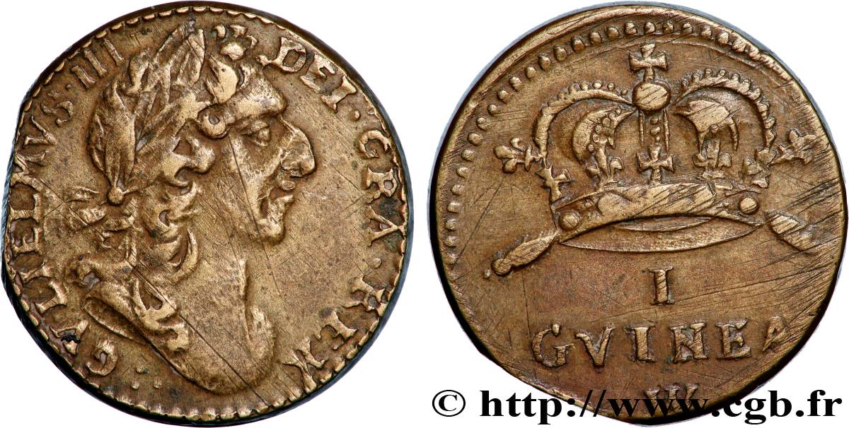 ANGLETERRE - POIDS MONÉTAIRE Poids monétaire pour la guinée, Guillaume III TTB