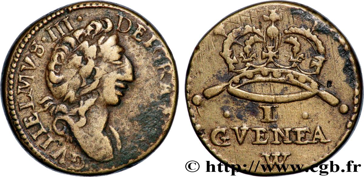 ENGLAND - COIN WEIGHT Poids monétaire pour la guinée, Guillaume III XF