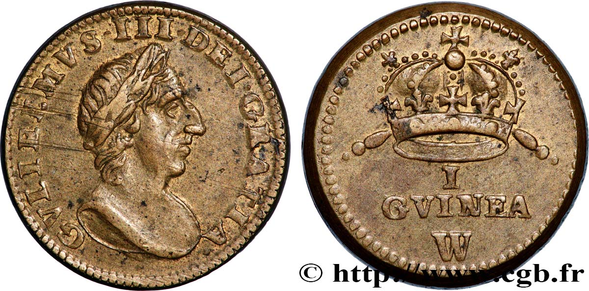 ANGLETERRE - POIDS MONÉTAIRE Poids monétaire pour la guinée, Guillaume III SS