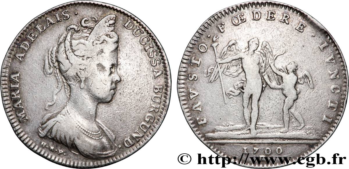 MARIE-ADÉLAÏDE DE SAVOIE, DUCHESSE DE BOURGOGNE, DAUPHINE ET MÈRE DU FUTUR LOUIS XV Jeton AR 28 fSS