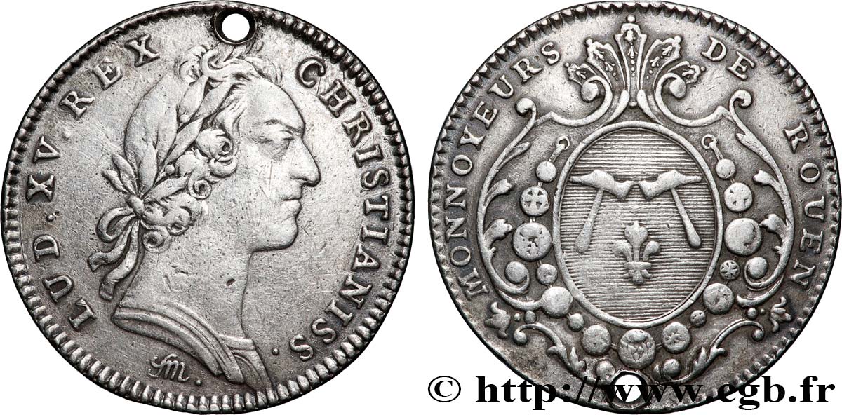 MONNAIE ET MONNAYEURS DE ROUEN Jeton Ar 30, laissez-passer des monnayeurs TB+