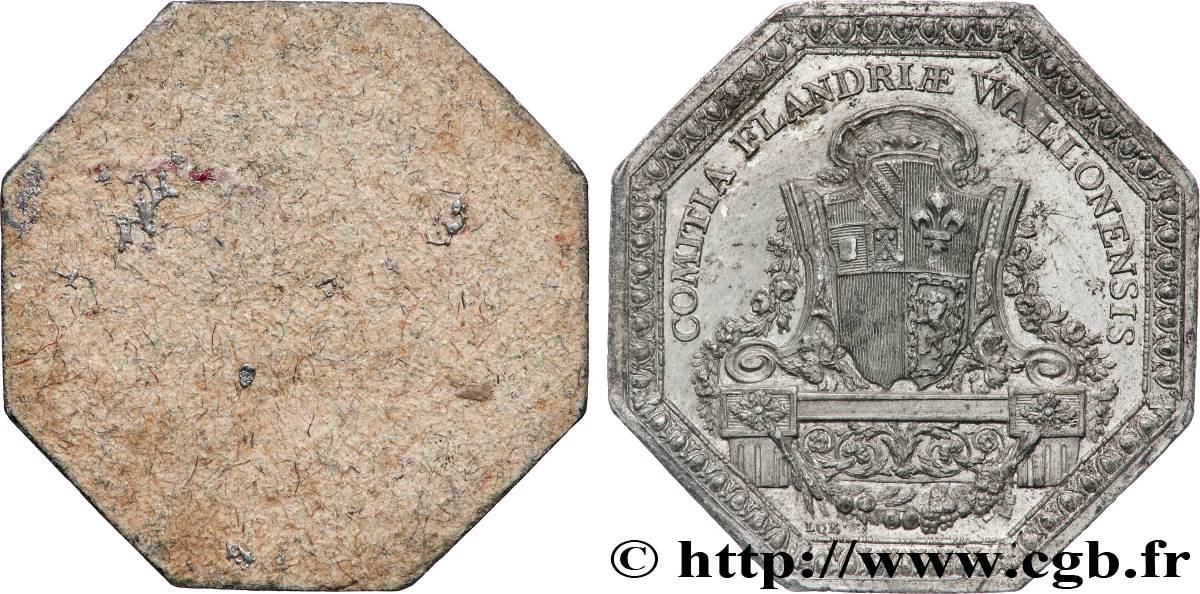 FLANDRE WALLONNE (ÉTATS DE LA ...) Essai sur alliage d’étain et plomb du coin de revers, États de la Flandre wallonne SUP