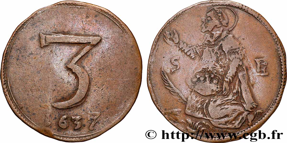 FLANDRE FRANÇAISE Paroisse de Saint Etienne Lille - Méreau de 3 fVZ