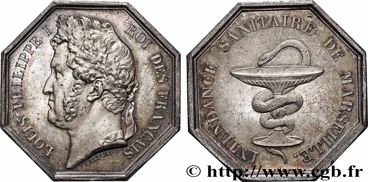PROVENCE - JETONS ET MÉDAILLES DU XIXe S. Intendance sanitaire de Marseille SUP