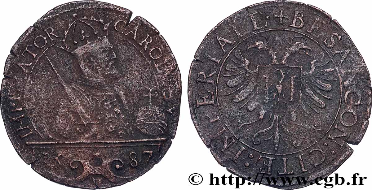 TOWN OF BESANCON - COINAGE STRUCK AT THE NAME OF CHARLES V Jeton, Pour Besançon SS