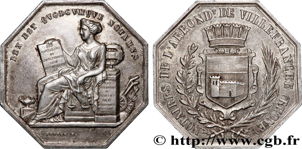 NOTAIRES DU XIXe SIECLE Notaires de Villefranche, refrappe AU