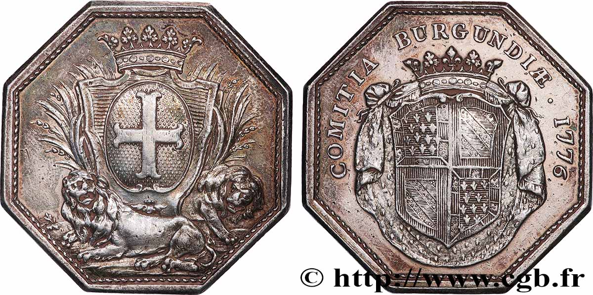 BOURGOGNE (ÉTATS DE ...) Jeton octogonal AR 33, personnage indéterminé, élu de la noblesse q.SPL