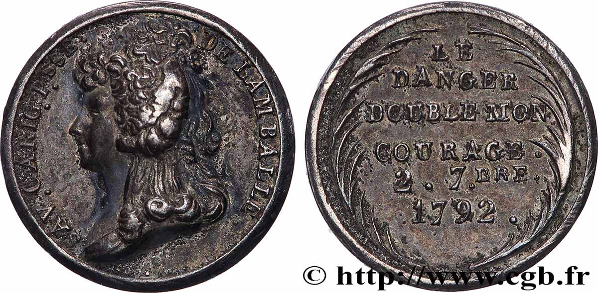 LOUIS XVI Quinaire, Hommage à la Madame de Lamballe AU