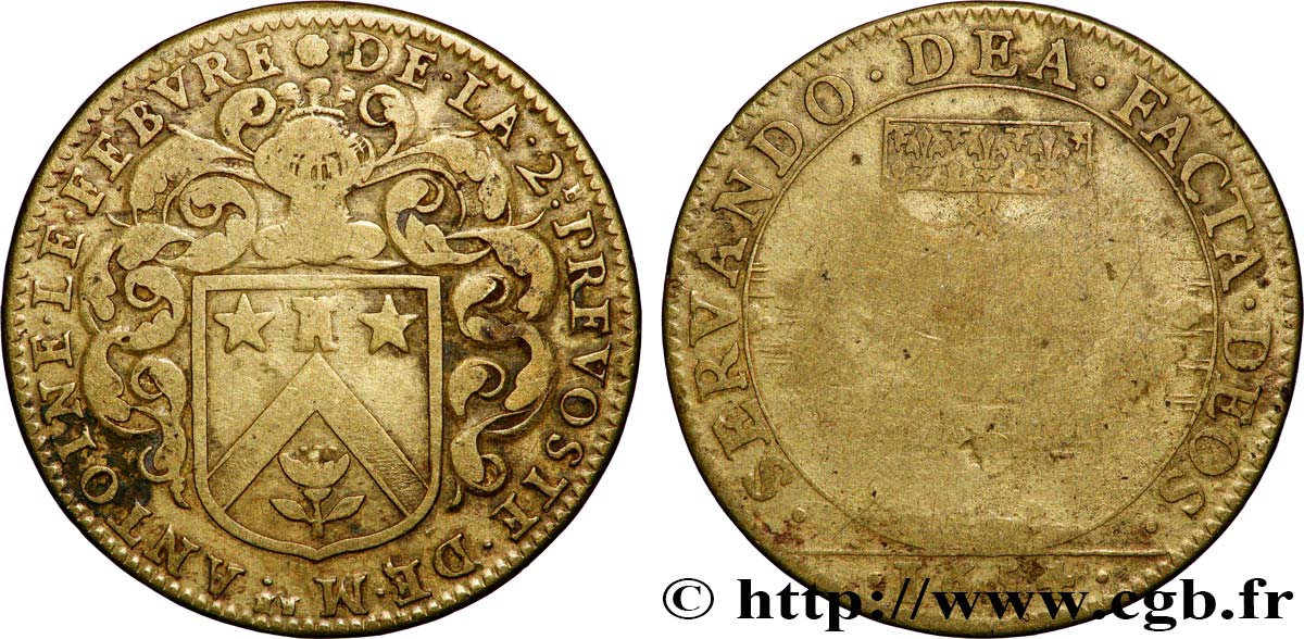 ILE DE FRANCE - VILLES et NOBLESSE Antoine Le Febvre ou Le Fèvre ou Lefébure, prévôt de 1650 à 1654 TB+/TB