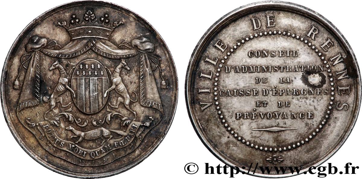 BRETAGNE - MÉDAILLES ET JETONS DU XIXe SIÈCLE Caisse d’épargne de Rennes TTB+