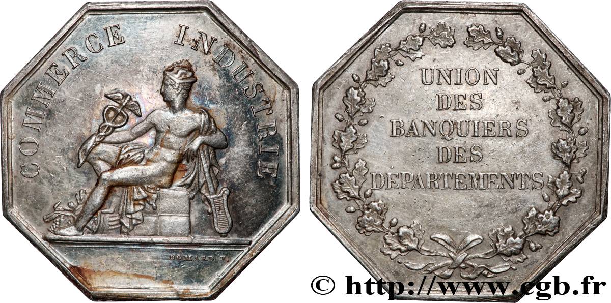 BANQUES - ÉTABLISSEMENTS DE CRÉDIT Jeton octogonal AR 34 poinçon corne, Union des banquiers des départements BB