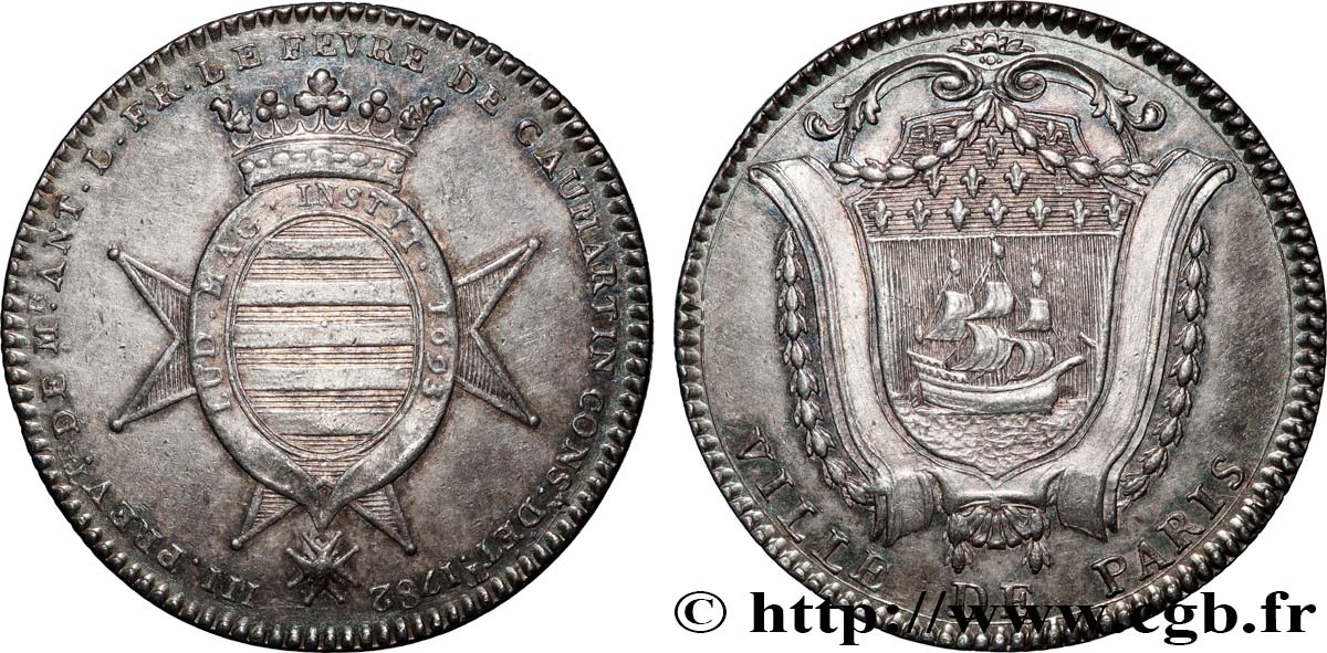 ILE DE FRANCE - VILLES et NOBLESSE Antoine Louis Lefèvre de Caumartin, prévot des marchands de Paris, refrappe TTB+