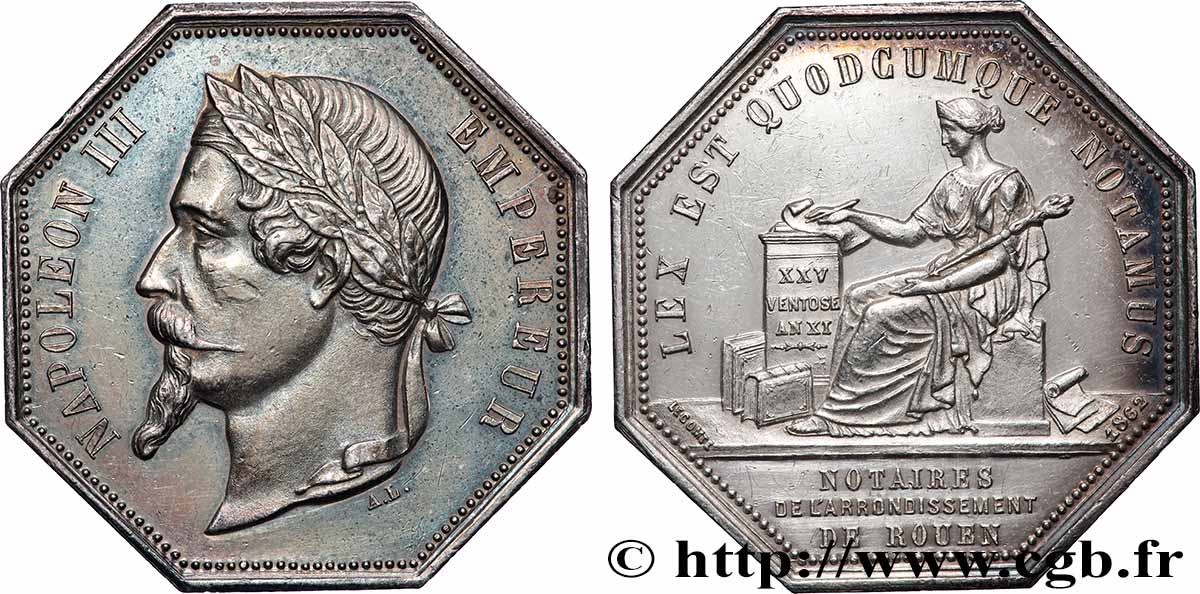 NOTAIRES DU XIXe SIECLE Notaires de Rouen (Napoléon III) TTB+