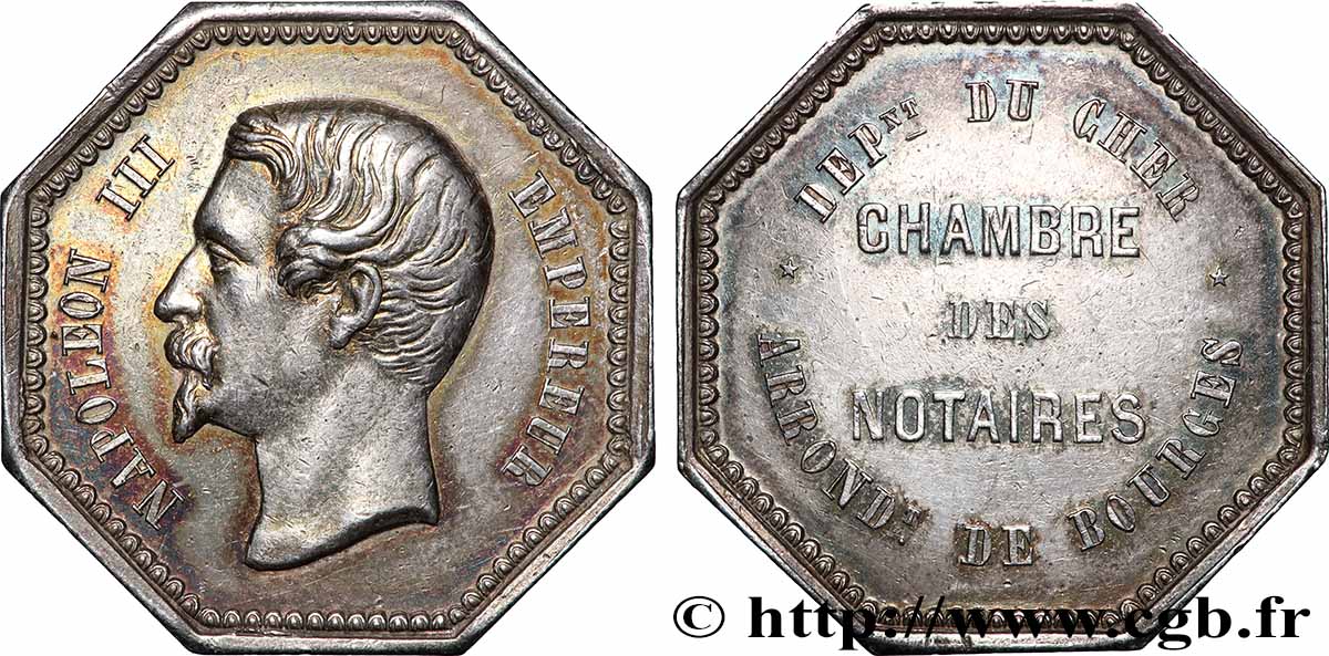NOTAIRES DU XIXe SIECLE Notaires de Bourges - Napoléon III TTB+/TTB