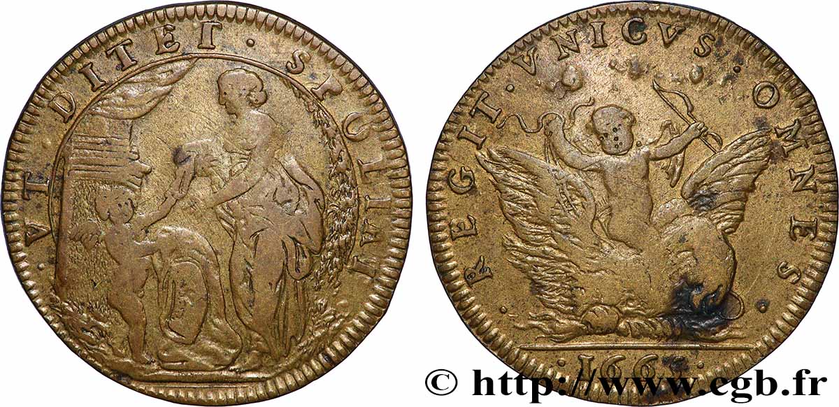 LOUIS XIV LE GRAND ou LE ROI SOLEIL Jeton de galanterie (?)  TTB