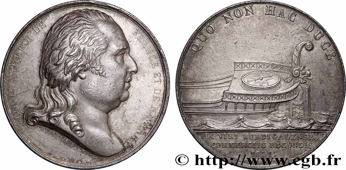 CHAMBERS OF COMMERCE / CHAMBRES DE COMMERCE Chambre de commerce de Bordeaux (Louis XVIII), 1er type XF