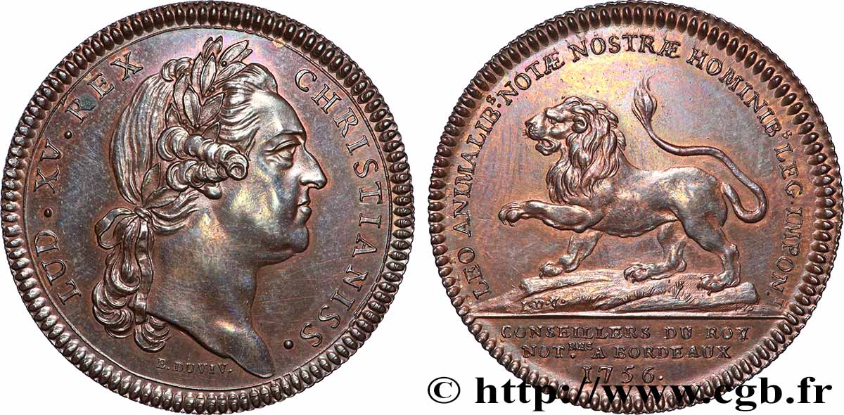 NOTAIRES ROYAUX Notaires de Bordeaux - Louis XV, refrappe main indicatrice SUP