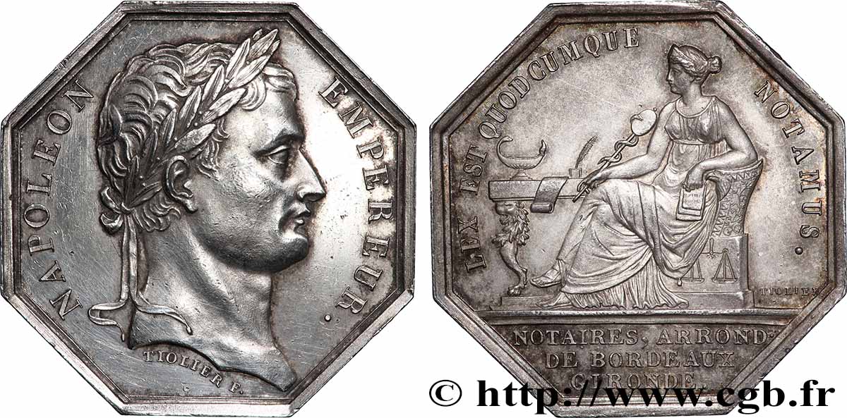 NOTAIRES DU XIXe SIECLE Notaires de Bordeaux (Napoléon Ier) TTB+/SUP