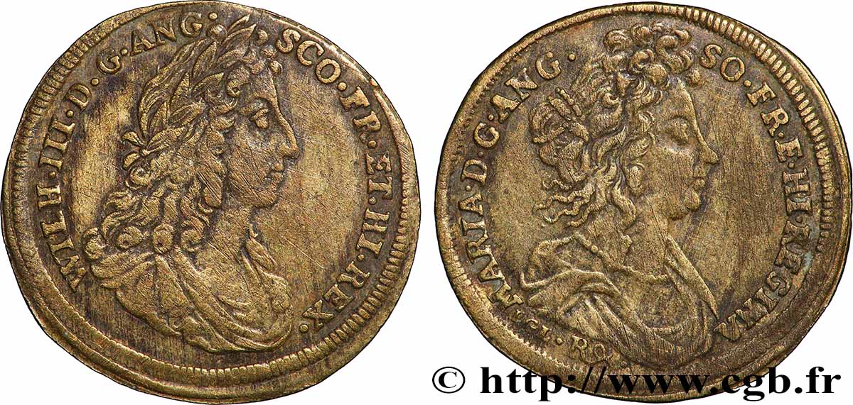 ANGLETERRE - GUILLAUME III Couronnement de Guillaume III et Marie II TTB