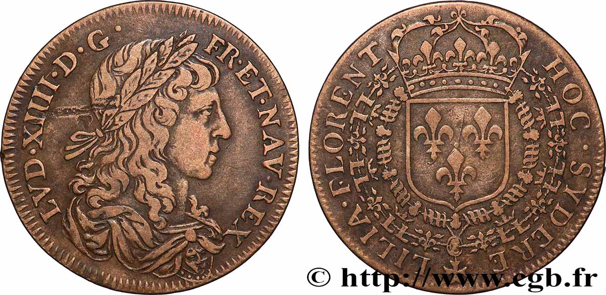 LOUIS XIV LE GRAND ou LE ROI SOLEIL Émission vers 1650 TTB