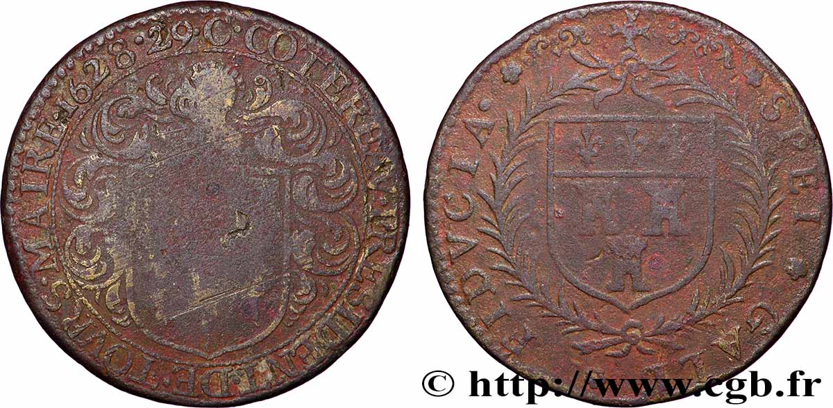 TOURAINE - NOBLESSE ET VILLES Jeton, César Cotereau, maire de Tours TB