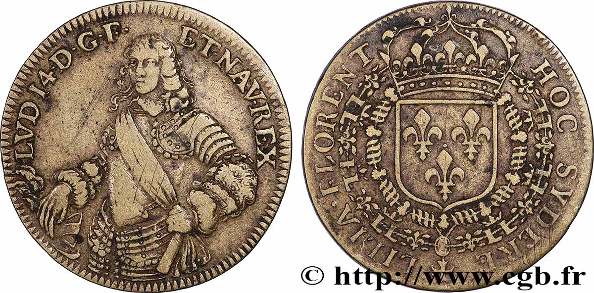 LOUIS XIV LE GRAND ou LE ROI SOLEIL Jeton Cu 28 TTB