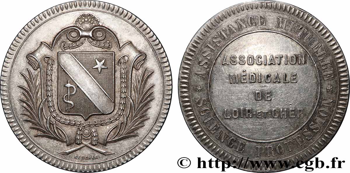 BLOIS ET LE BLAISOIS - NOBLESSE ET VILLES Jeton Ar 36, association médicale du Loir-et-Cher TTB+