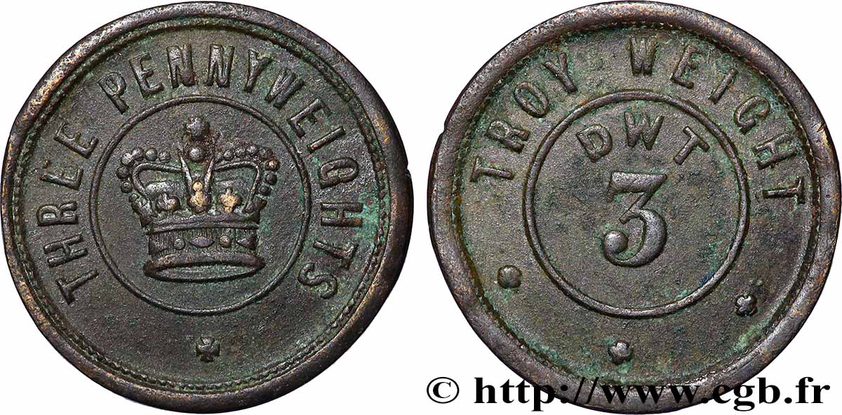 ANGLETERRE - POIDS MONÉTAIRE Poids monétaire pour la 3 penny MBC+