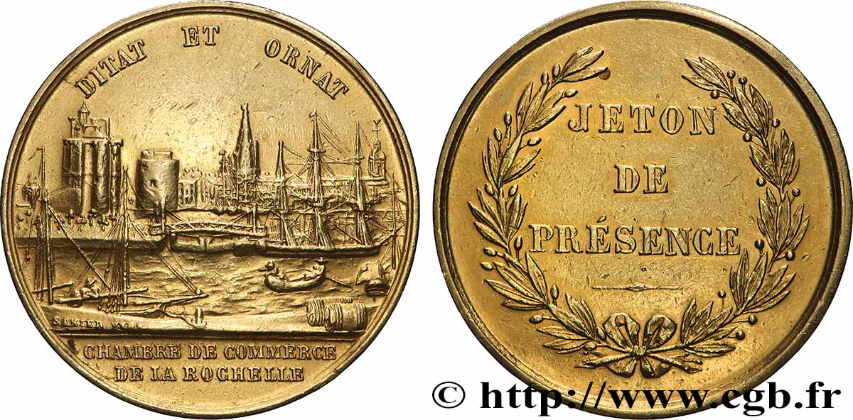 CHAMBRES DE COMMERCE Chambre de commerce de La Rochelle, émission en or TTB