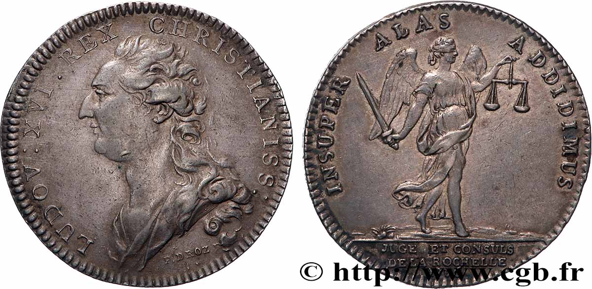 AUNIS ET LA ROCHELLE Juges et consuls de La Rochelle (Louis XVI) TTB/TTB+