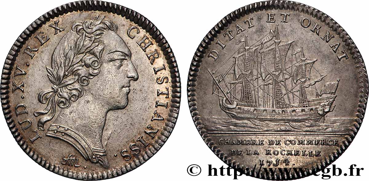 CHAMBERS OF COMMERCE Chambre de commerce de La Rochelle (Louis XV) XF/AU