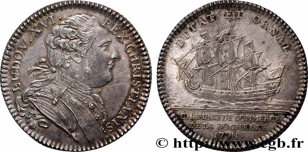 CHAMBRES DE COMMERCE Chambre de commerce de La Rochelle, coin modifié (Louis XVI) SUP