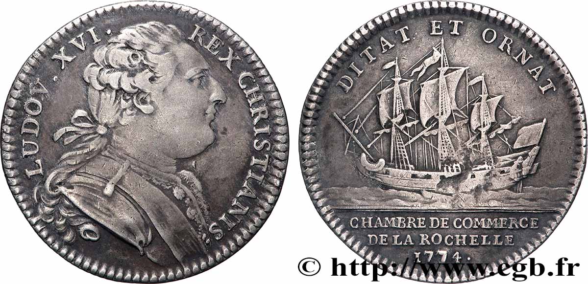 CHAMBRES DE COMMERCE Chambre de commerce de La Rochelle, coin modifié (Louis XVI) TTB