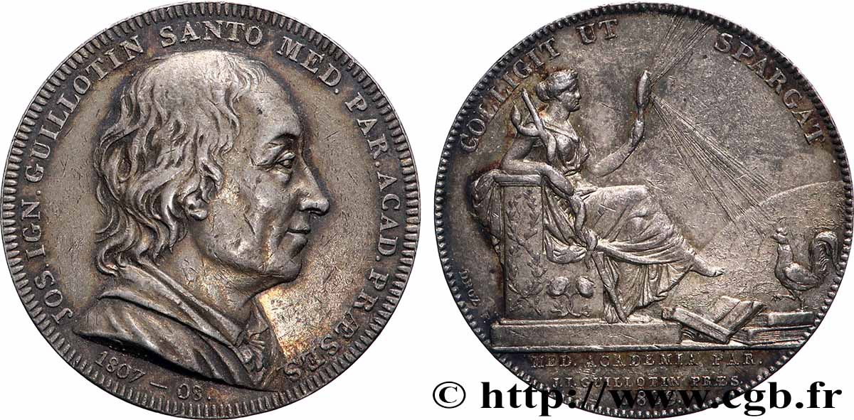 MÉDECINE - SOCIÉTÉS MÉDICALES - MÉDECINS Jeton, Académie de Médecine, Joseph Guillotin XF/AU