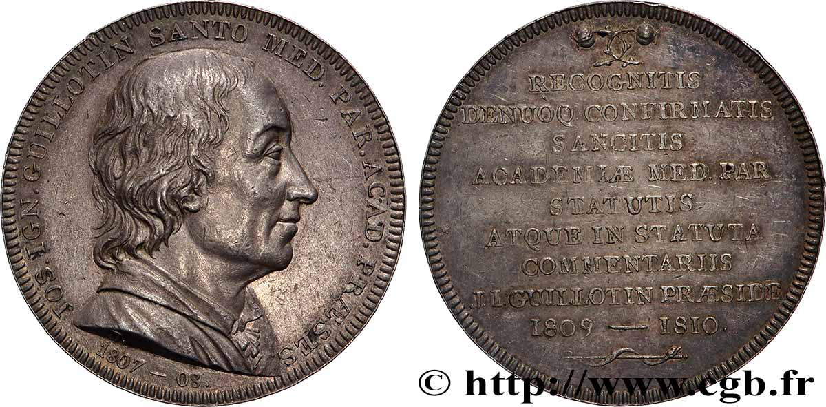 MÉDECINE - SOCIÉTÉS MÉDICALES - MÉDECINS/CHIRURGIENS - ASSISTANCE PUBLIQUE Jeton, Académie de Médecine, Joseph Guillotin TTB+