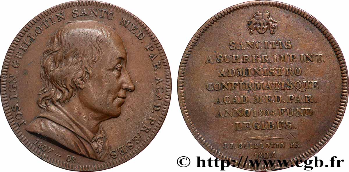 MÉDECINE - SOCIÉTÉS MÉDICALES - MÉDECINS/CHIRURGIENS - ASSISTANCE PUBLIQUE Jeton, Académie de Médecine, Joseph Guillotin TTB