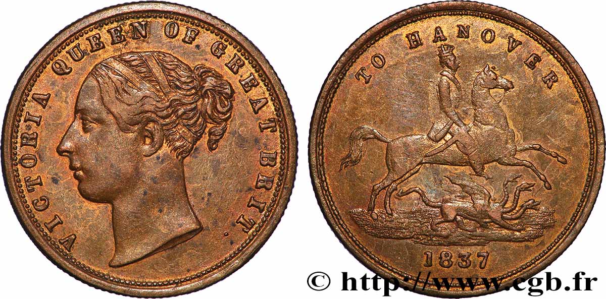 GREAT BRITAIN - VICTORIA Jeton de Compte Victoria / Duc de Cumberland XF