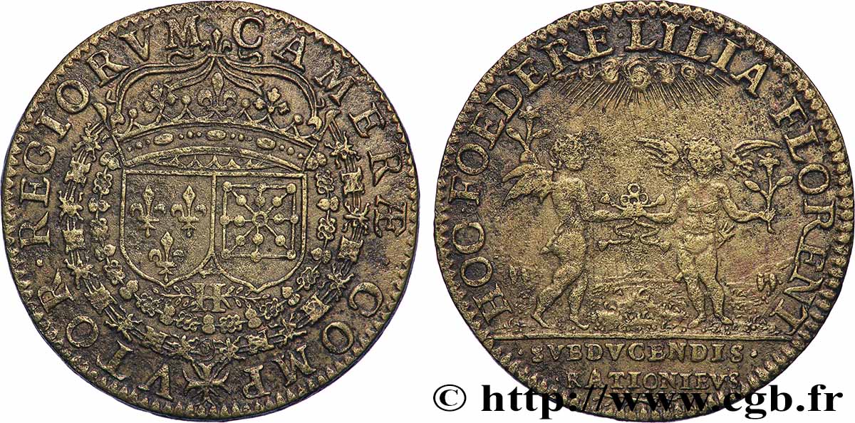 CHAMBRE DES COMPTES DU ROI Jeton laiton 27 TTB