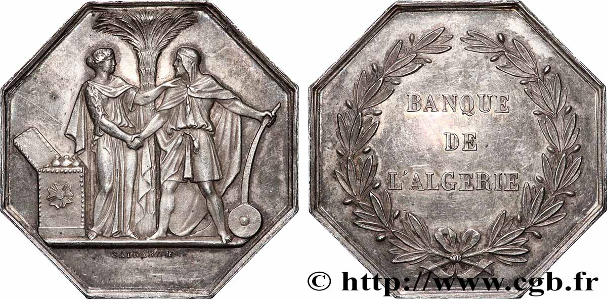 COLONIES (LES BANQUES DES...) Jeton octogonal AR 36 poinçon abeille, Banque de l’Algérie TTB+