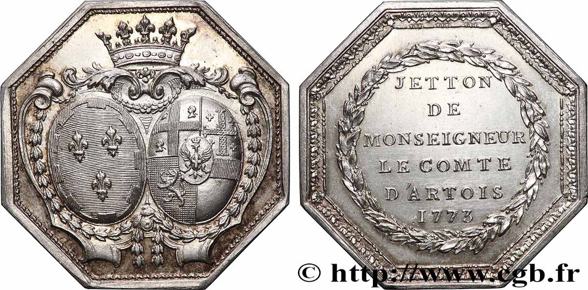 ARTOIS - NOBLESSE ET VILLES Jeton de Monseigneur le Comte d’Artois, refrappe SUP+