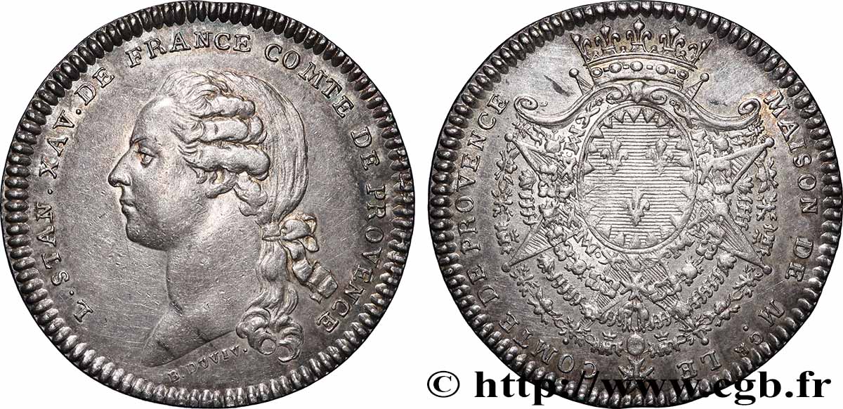 PROVENCE - NOBLESSE Jeton Ar 29, Louis Stanislas Xavier de France, comte de Provence TTB